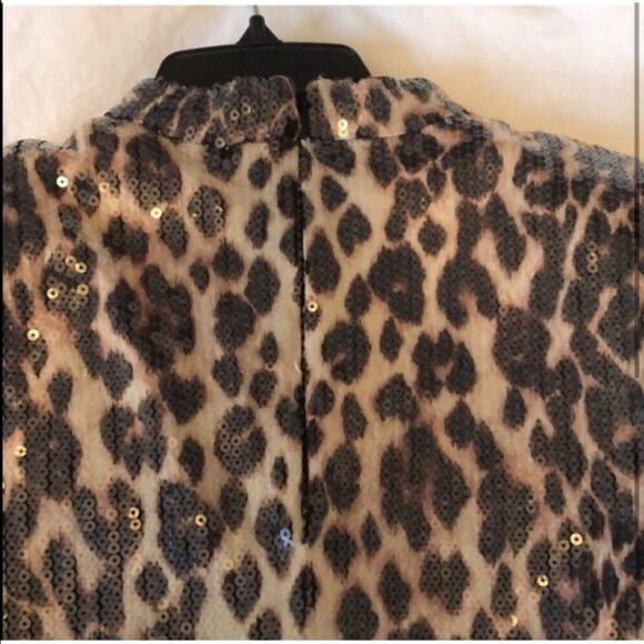 A.L.C. Marshall Sequin Leopard Print Mockneck Top In Brown Multi - Picture 6 of 9